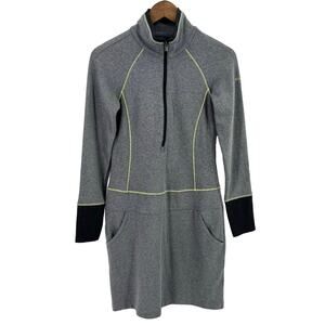 Columbia Omni Wick Long Sleeve Zip Mock Neck Dress Womens Size XS Gray Pockets
